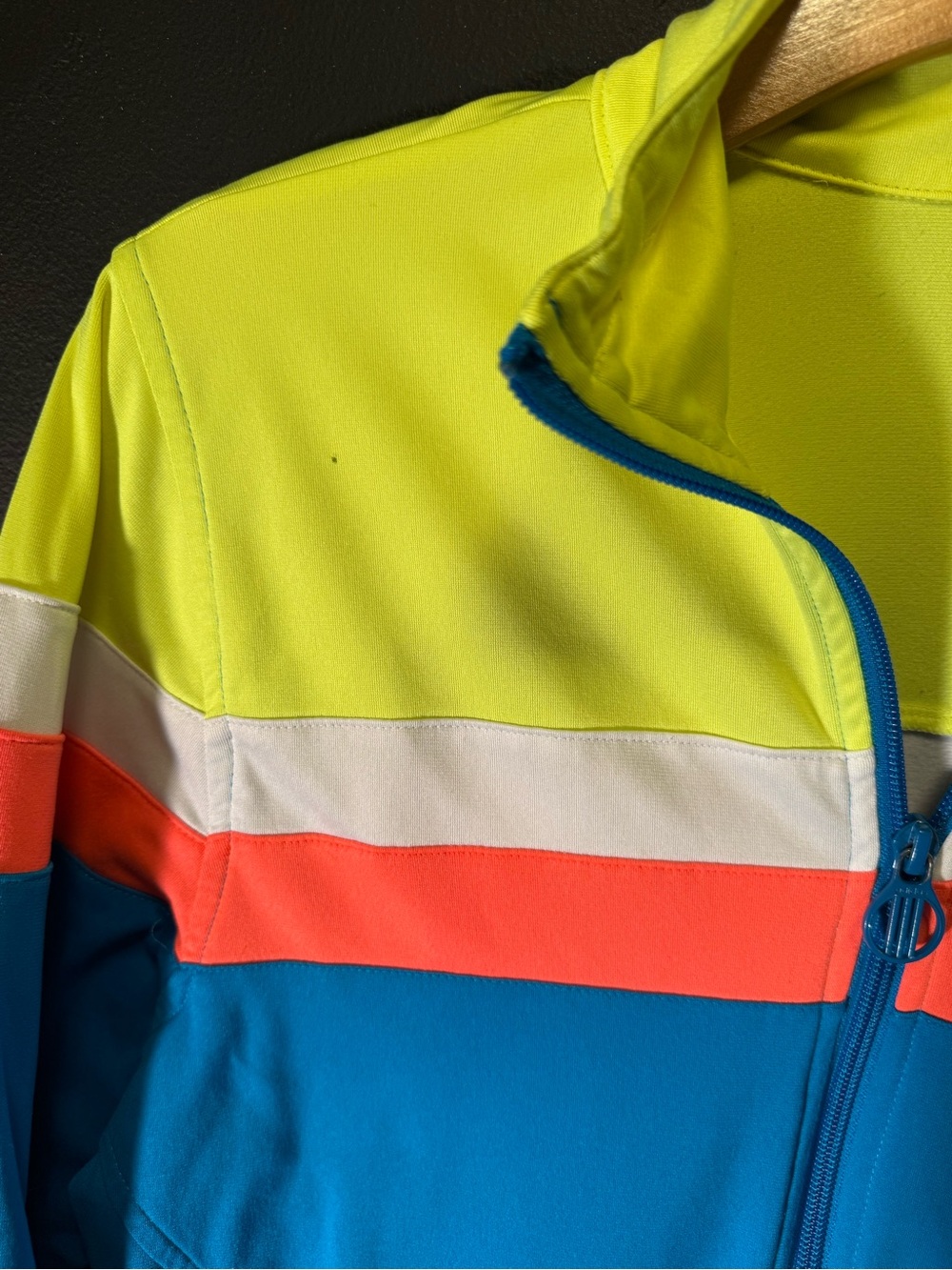Adidas Colorblock Full-Zip Track Jacket - Neon Yellow, Coral & Blue - Picture 5 of 5